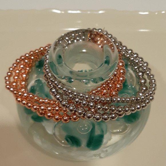 14k Rose Gold/Silver Plated Stackable Bead Bracelets - Picture 5 of 16